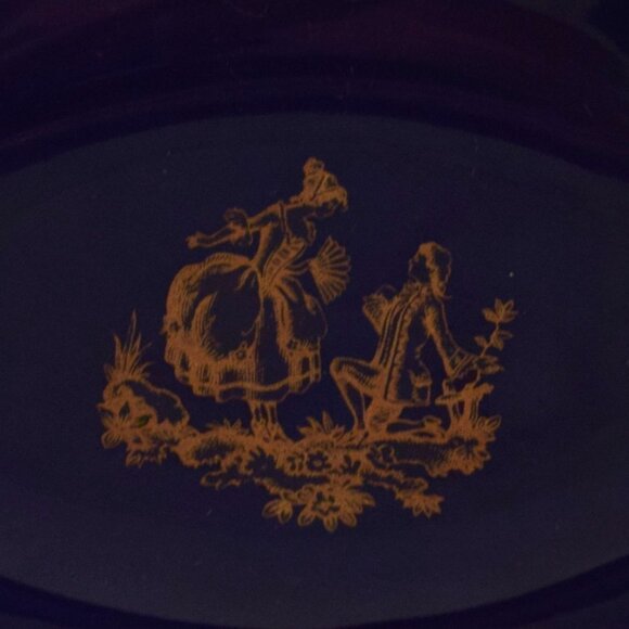 Antique Limoges Cobalt and Gold Porcelain Trinket Ring Dish - Picture 2 of 3